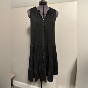 NWOT Max Studio Black Tassel Tie Sleeveless Tiered Dress
